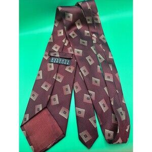 Barneys New York Men’s 100% Silk Tie Made in Italy Red/Gold Textured L58.5”W3.5”